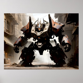 Póster Pesado mech en postura agresiva