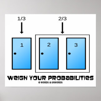Póster Pesar tus probabilidades tres puertas cerradas
