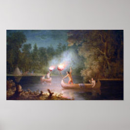 Póster Pesca a la luz del antorcha.