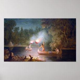 Póster Pesca a la luz del antorcha.