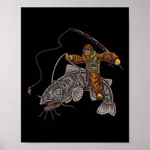 Póster Pesca a pie de página de pesca silvestre