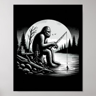 Póster Pesca a pie de página Sasquatch Fisherman Funny Fi