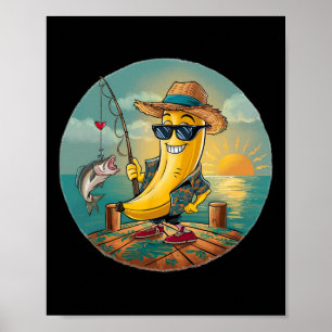 Póster Pesca Afortunada Chiste de Banana Humor