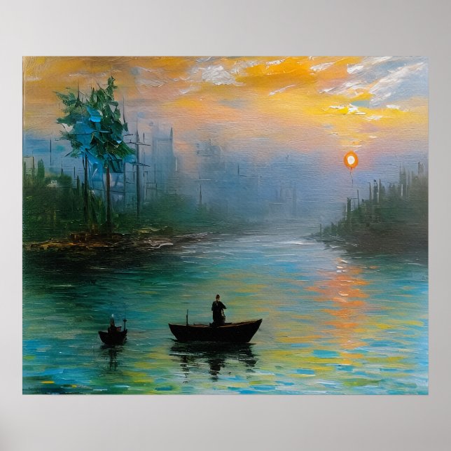 Póster Pesca al amanecer (Frente)