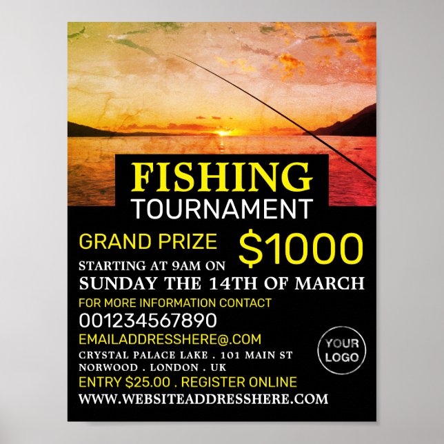 Póster Pesca al amanecer, evento del torneo pesquero (Frente)