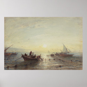 Póster Pesca al amanecer frente a la costa cerca de Marse