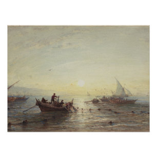 Póster Pesca al amanecer frente a la costa cerca de Marse