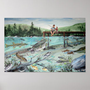 Póster Pesca con el papá