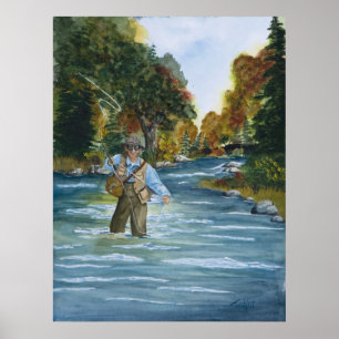 Póster Pesca con mosca