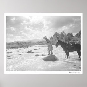 Póster Pesca con mosca de Frances Phelps Belden en el río