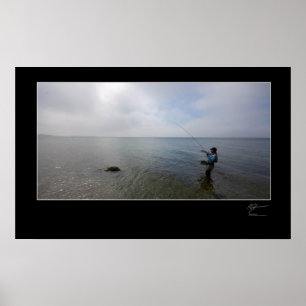 Póster Pesca con mosca la costa danesa