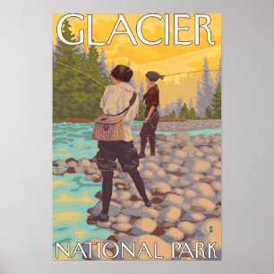 Póster Pesca con mosca - Parque Nacional Glaciar, MT