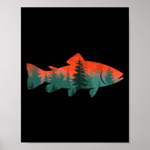 Póster Pesca con Mosca Pescador Naturaleza