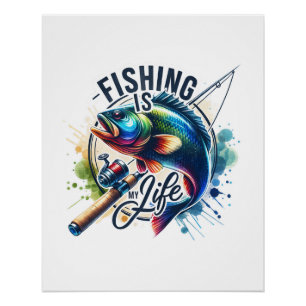 Póster Pesca con regalo de pescador es mi vida