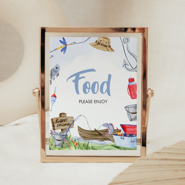 Póster Pesca de alimentos Baby Shower (Little Fisherman Baby Shower Food SIgn)