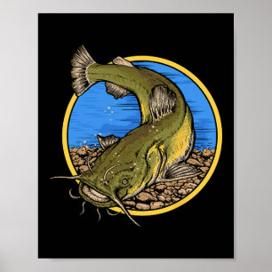 Póster Pesca de bagre de cabeza plana 