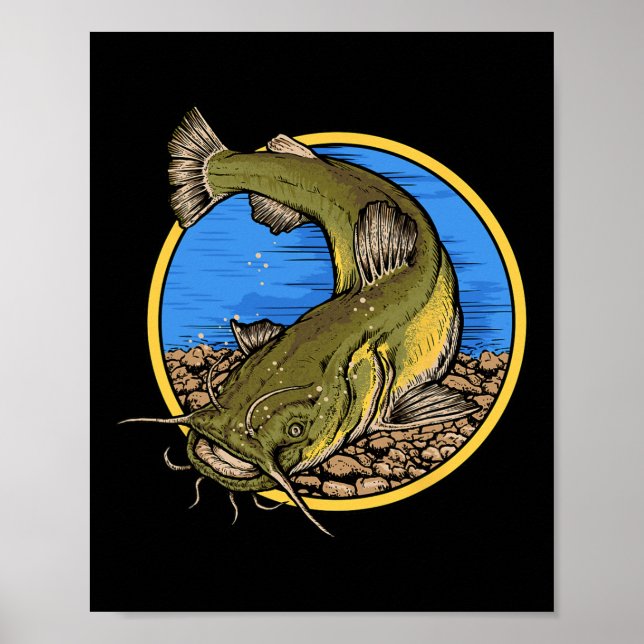 Póster Pesca de bagre de cabeza plana  (Frente)