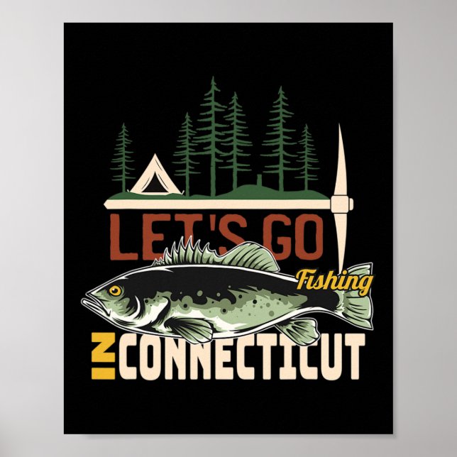 Póster Pesca de camping en Connecticut - Conecticu Natura (Frente)