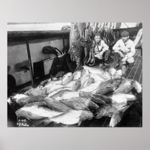 Póster Pesca de época, a principios del siglo XX