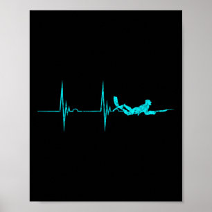 Póster Pesca de lomo latido Ekg Pulso Spearfisher