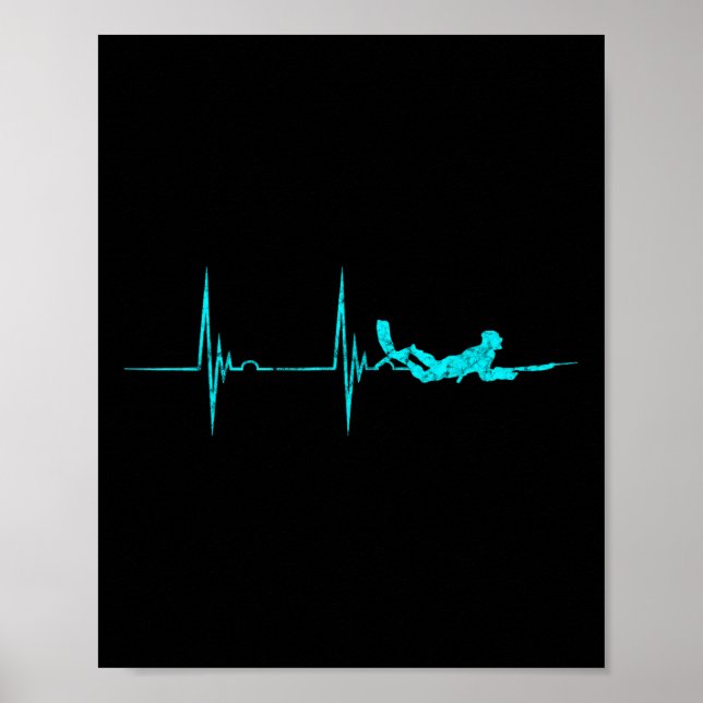 Póster Pesca de lomo latido Ekg Pulso Spearfisher (Frente)
