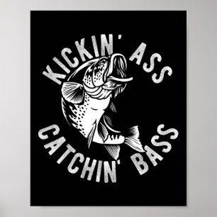 Póster Pesca de lubina atrapando pescadores de pesca angl