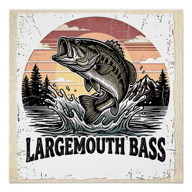 Póster Pesca de lubina vintage (Anverso)