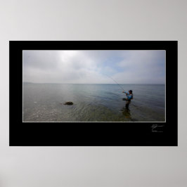 Póster Pesca de mosca en la costa danesa