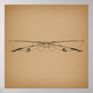 Póster Pesca de moscas anticuadas