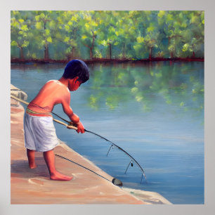 Póster Pesca de niños