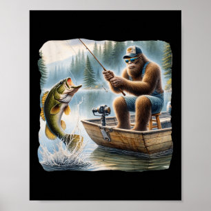 Póster Pesca de pie gigante Funny Sasquatch Summer B Fish