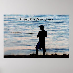 Póster Pesca de resaca en Cape May en el poster de la