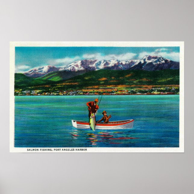 Póster Pesca de salmón en el puerto de Port Angeles (Frente)