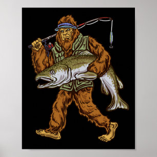 Póster Pesca de salmón real Caza de truchas Bigfoot Pesca
