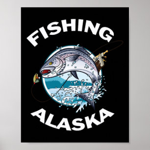 Póster Pesca de souvenirs de salmón silvestre en Alaska