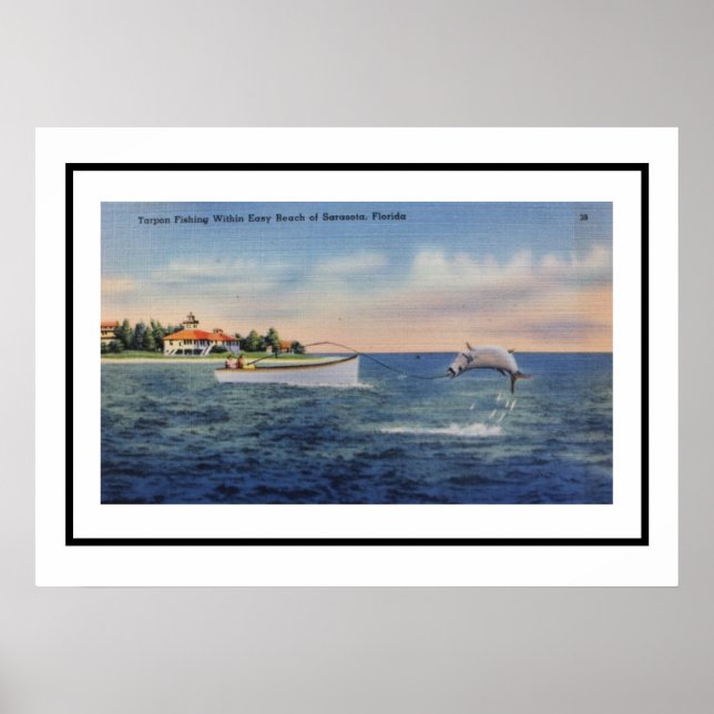 Póster Pesca de Tarpon Sarasota 20x28 (Frente)