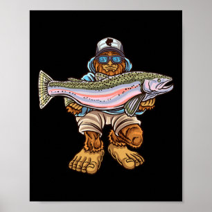 Póster Pesca de trucha cabeza de acero Río Bigfoot Trucha