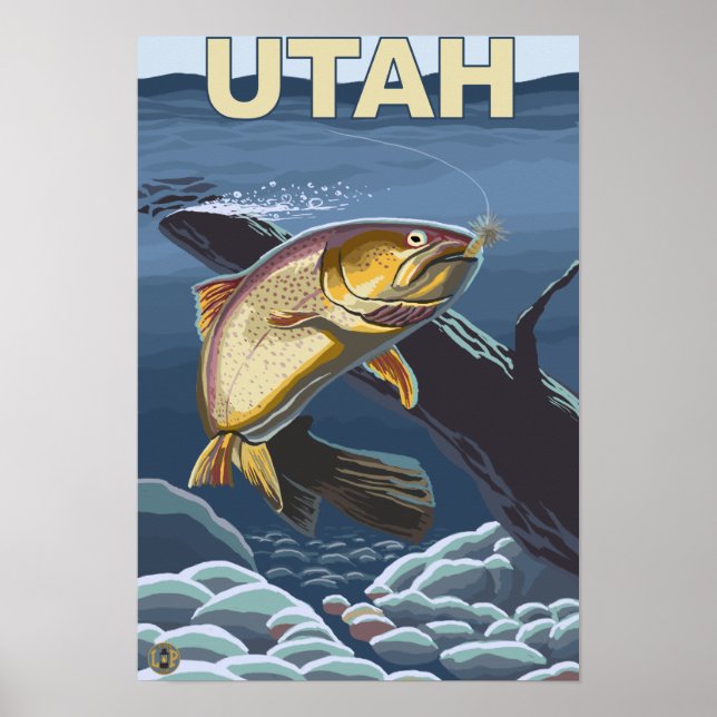 Póster Pesca de trucha de gargantaUtah (Frente)