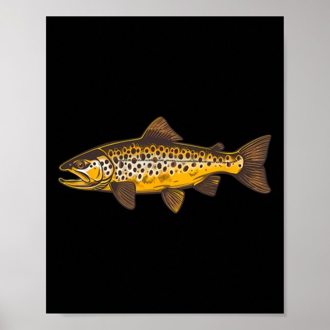 Póster Pesca De Trucha Marrón Pesca Al Aire Libre Y Natur (Frente)