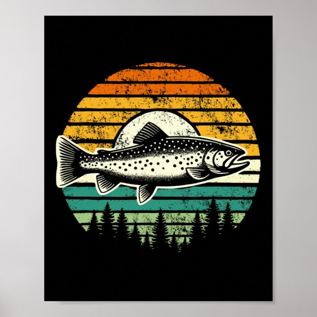Póster Pesca de trucha Naturaleza forestal al aire libre  (Frente)