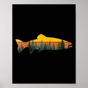 Póster Pesca de trucha Pesca al aire libre Naturaleza sil