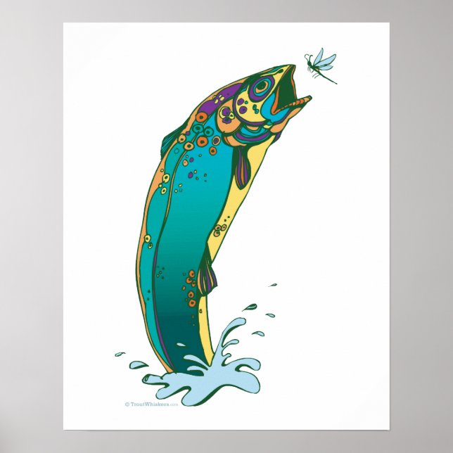 Póster Pesca de trucha psicodélica (Frente)