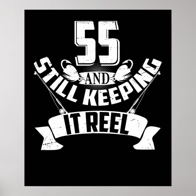 Póster Pesca divertida 55 años Pescador Regalo de cumplea (Frente)