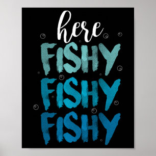 Póster Pesca Divertida Aquí Peces Aman Lago De Verano Reg