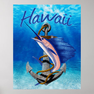 Póster Pesca en aguas profundas de Hawái