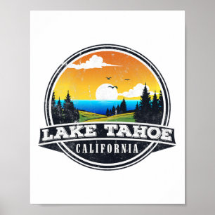 Póster Pesca en barco Camping - Lakeview Lago Tahoe 