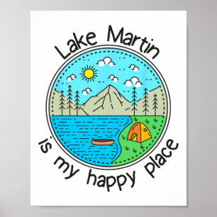 Póster Pesca en barco Camping - Mi lugar feliz Lago Mart