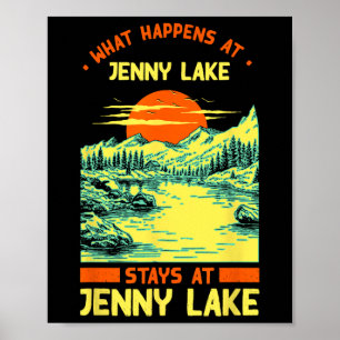 Póster Pesca en el lago Camping Vacaciones Jenny Lake