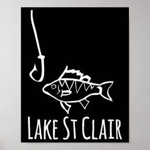 Póster Pesca en el lago St Clair Michigan con anzuelo cap