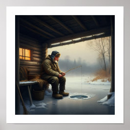 Póster Pesca en hielo en invierno